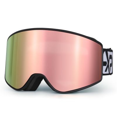EXP VISION Ski/Snowboard Goggles Parent-child Snow Goggles Over Glasses for Men, Women Youth Kids (Adult Ski Goggles-Rose Gold)