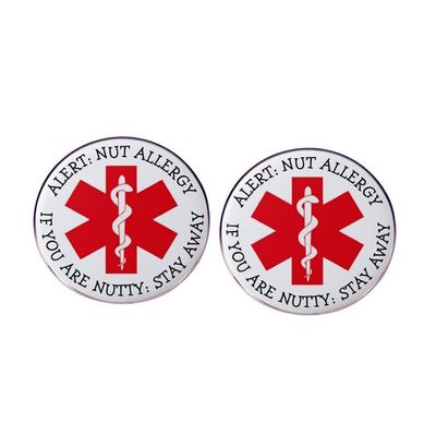 2pcs Medical Alert NUT ALLERGY Enamel Pins, Star of Life Nut Allergy Alloy Lapel Pins, Outdoor Clothing Backpack Hat Accessories