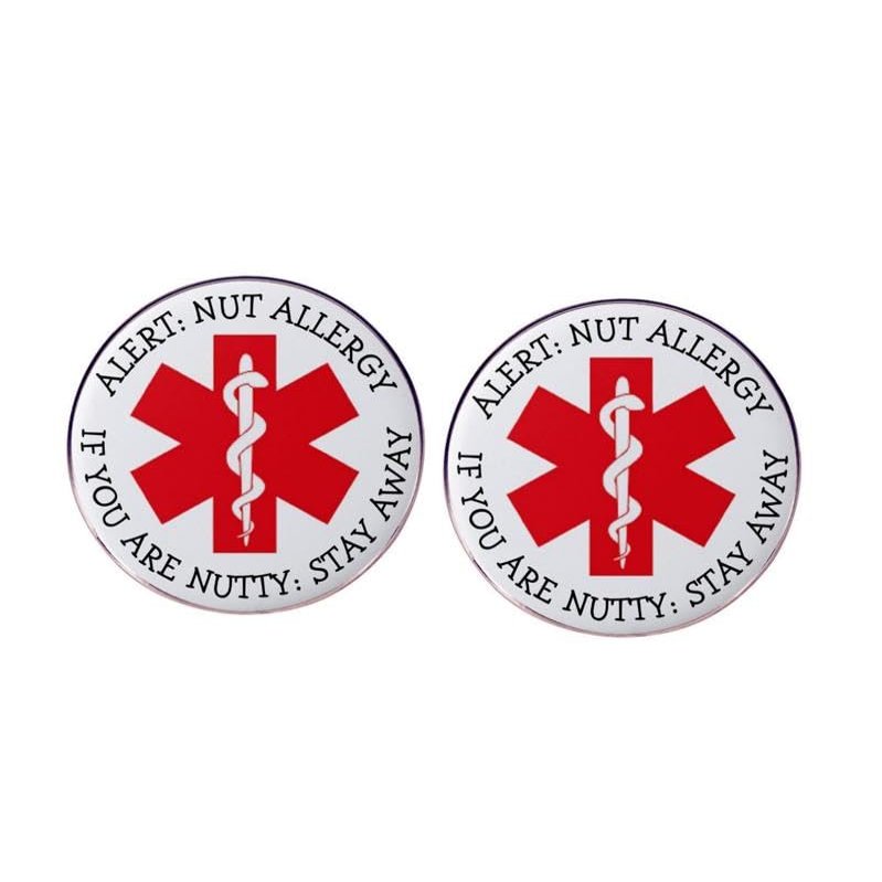 2pcs Medical Alert NUT ALLERGY Enamel Pins, Star of Life Nut Allergy Alloy Lapel Pins, Outdoor Clothing Backpack Hat Accessories