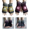 Dsgzkk Winter Knitted Gloves with Floral Pattern Women Half Finger Gloves Thicken Outdoor Cycling Skiing Gloves Keep Warm view 2