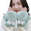 Dsgzkk Winter Glove Cute Warm Women's Flip Half-Finger Gloves Thick Outdoor Ski Gloves Cartoon Shaped Convertible Gloves view 1