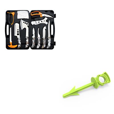 KNINE OUTDOORS Hunting Deer Knife Set Field Dressing Kit Portable Butcher Game Processor Set, utt Out Game Dressing Tool
