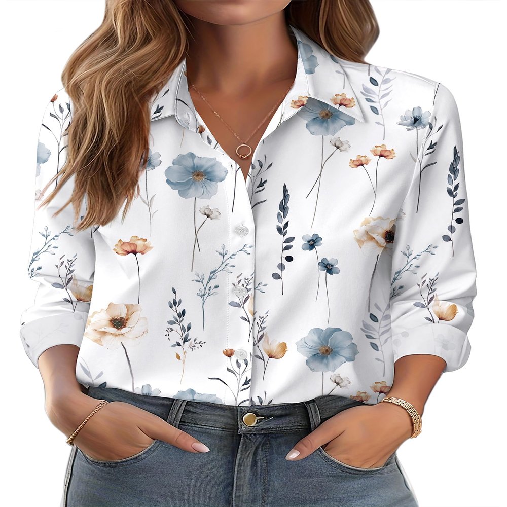 Zeagoo Long Sleeve Shirts for Women Casual Fashion Clothes Floral Blouses Button Up Dressy Tops Ladies Work Outfit