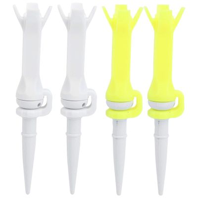 ChengyuWei 4Pcs PU Plastic Tees, 180 Degree Rotating 4 Claw Design, Lightweight and, Great Accessory for Lovers, White and Fluorescent Yellow