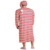 Alvivi Men's Christmas Striped Robe Pajamas Set Long Sleeve Nightshirt Sleeping Cap with Pom Balls Red Medium view 2