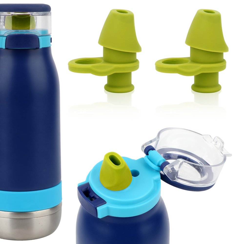 2pcs Bite Valve Spout Replacement for Ello Emma 14oz Kids Water Bottle, Silicone No BPA Water Bottle Mouthpiece Lid Replacement Compatible with Ello Emma 14oz Accessories Parts(Green)