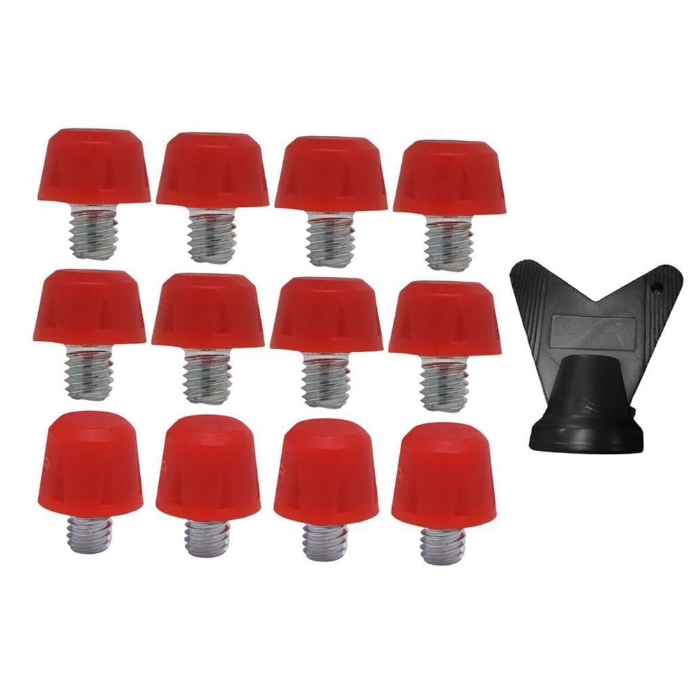 Menolana 12 Pieces Football Shoe Spikes Soccer Boot Cleats M6 Threaded Football Boot Rugby for Competition Training Indoor, Red