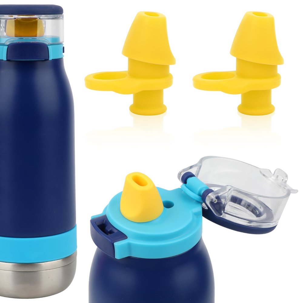 2pcs Bite Valve Spout Replacement for Ello Emma 14oz Kids Water Bottle, Silicone No BPA Water Bottle Mouthpiece Lid Replacement Compatible with Ello Emma 14oz Accessories Parts(Yellow)