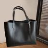UxicRuya Women PU Leather Tote Bag Beach Top Handle Bag High Capacity Purse Lady Handbag, Black view 3