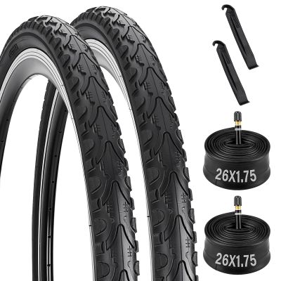 2 Pack 26X1.75 Bicycle Tire, Folding 26X1.75 Bike Tires and Tubes Set with Schrader Valve and 2 Tire Levers, Replacement for Bicycle Tires 26 x 1.75 26x1.95 26x2.0 Road/MTB Bike