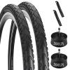 2 Pack 26X1.75 Bicycle Tire, Folding 26X1.75 Bike Tires and Tubes Set with Schrader Valve and 2 Tire Levers, Replacement for Bicycle Tires 26 x 1.75 26x1.95 26x2.0 Road/MTB Bike view 1