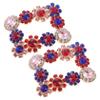 2pcs Rhinestone Shoe Flower Metal Decor Cap Decorations Hat Accessories Women Shoes Clip Buckle Shoes Bow Decoration Square Shoe Clips High Heel Rhinestones Women's Shoes (RedPinkBlue 6.4X4.8CM) view 1