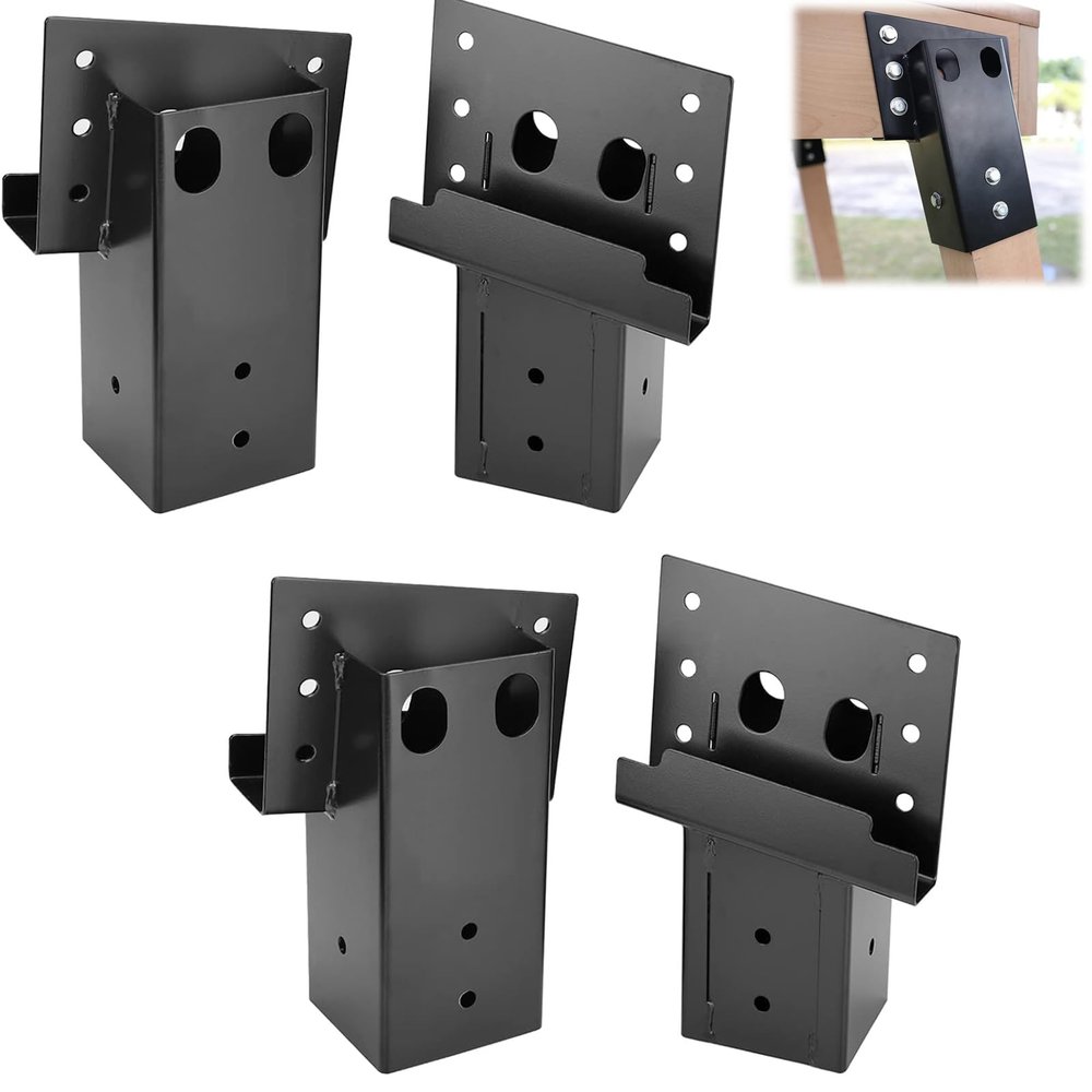 Generic Deer Stand Brackets 4x4, Black Steel, Compound Angle, 4 Count