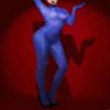 Alvivi Women's Oil Shiny Sheer Bodystockings Gloved Sleeve Back Zipper Jumpsuit Lingerie Nightwear Blue One Size view 2