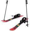 Kids Skis and Poles with Bindings, Beginner Snow Skis, Ski Boards for Kids Age 2-4, Lightweight Toddler Snowboard, with Christmas Themed Pattern, Adjustable Buckle, Bindings (Red-A)