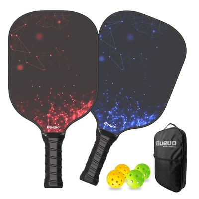 Bueuo Pickleball Paddles Set of 2,Pickleball Paddle Made with Fiberglass and Honeycomb Polypropylene - Includes 2 Paddles, 4 Balls, and 1 Pickleball Paddle Bag, Pickleball Gifts Black