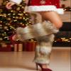 delaodola Faux Fur Leg Warmers,Warm Winter Furry Long Boot Covers,Party Costume for Women (White Coffee) view 2