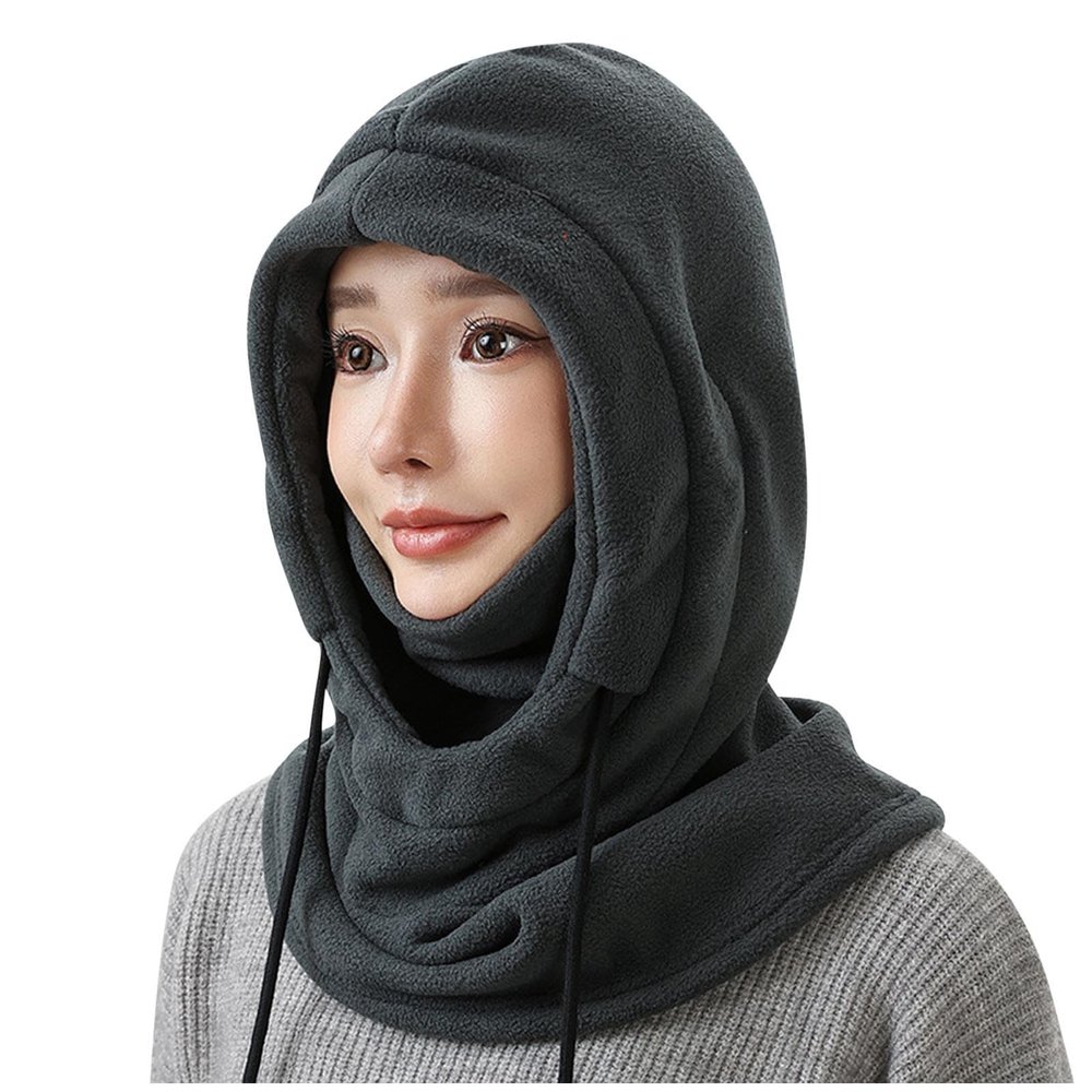 Balaclava Face Mask: Winter Polar Fleece Hood Ski Masks for Men Women, Convertible Full-Face Hood Cover Hat Cap Scarf Gray