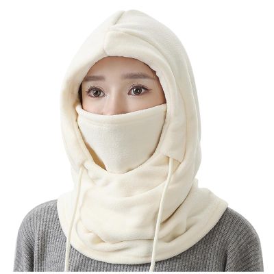 Balaclava Face Mask: Winter Polar Fleece Hood Ski Masks for Men Women, Convertible Full-Face Hood Cover Hat Cap Scarf Beige