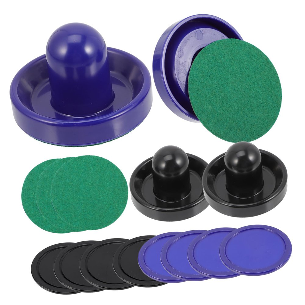 INOOMP Household Air Hockey Accessories Set Black Paddles Blue Paddles Air Hockey Pucks for Family Game Rooms and Competitive Play
