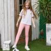 BOOPH Girls Leggings Full Length Stretchy Pants Kids Footless 6-7 Years Black Rose Pink view 2