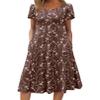 Zeagoo Midi Dresses for Women Plus Size Summer Dresses for Women 2026 Pleated Long Dress Flowy Sundress, Brown Floral,XXL view 1
