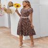 Zeagoo Midi Dresses for Women Plus Size Summer Dresses for Women 2026 Pleated Long Dress Flowy Sundress, Brown Floral,XXL view 3