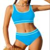 Girls Bathing Suit Size 8-10 Girls Swimsuit Double Strap Blue High Waist Cute Sporty Bikini Swimsuit Beach Swim Cover Up Skirt 3 Piece Kid Swimwear Set view 1
