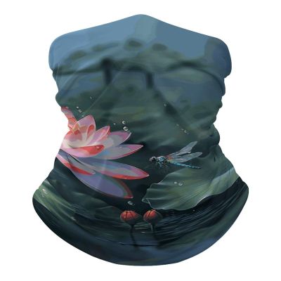 Flower And Dragonfly Neck Gaiter UPF 50+ Sun Protection Face Mask Elastic Balaclavas Bandana Cooling Face Cover Scarf Cycling Neck Warmer Breathable Headwear for Men Women