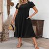 Zeagoo Plus Size Summer Dress for Women Causal Tshirt Dress with Pockets Pleated Midi Dress Loose Boho Beach Sundress, A-Black,XXL view 2