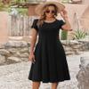 Zeagoo Plus Size Summer Dress for Women Causal Tshirt Dress with Pockets Pleated Midi Dress Loose Boho Beach Sundress, A-Black,XXL view 3