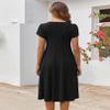 Zeagoo Plus Size Summer Dress for Women Causal Tshirt Dress with Pockets Pleated Midi Dress Loose Boho Beach Sundress, A-Black,XXL view 4