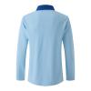 Men's Casual Polo Shirts Classic Long Sleeve Basic Button T-Shirt Lightweight Golf Tops with Pocket Blue view 4