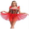 winying Women Christmas Dance Costume Gingerbread Man Costume Fly Sleeve Cami Dress Figure Skating Leotard Brown XX-Large view 2