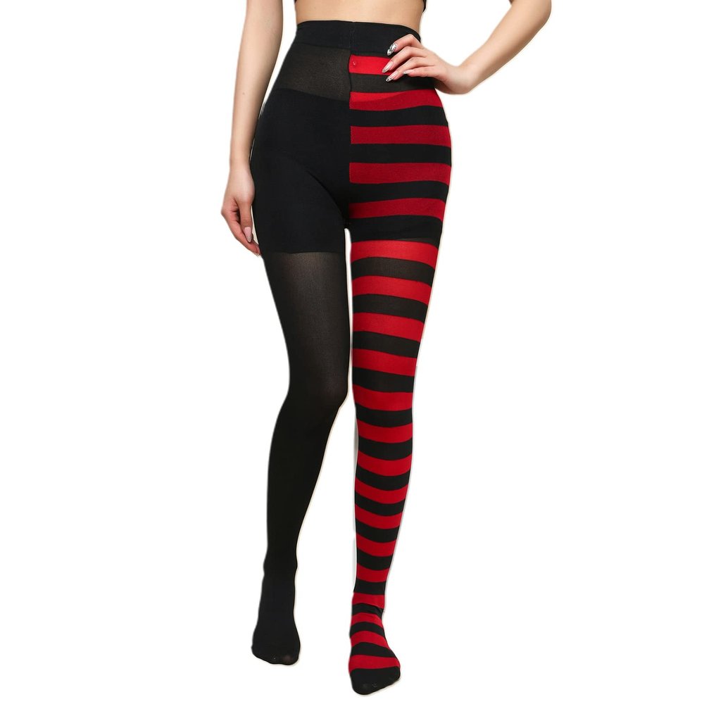 Dsgzkk Womens Christmas Halloween Striped Pantyhose High Waist Full Length Tights Leggings Stockings Cosplay Costume Socks
