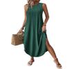 Zeagoo Womens Casual Summer Dress Plus Size Long Dress with Pockets Loose Pleated Sundress Flowy Maxi Dress 2026, Deep Green,XXL view 1