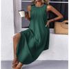 Zeagoo Womens Casual Summer Dress Plus Size Long Dress with Pockets Loose Pleated Sundress Flowy Maxi Dress 2026, Deep Green,XXL view 3