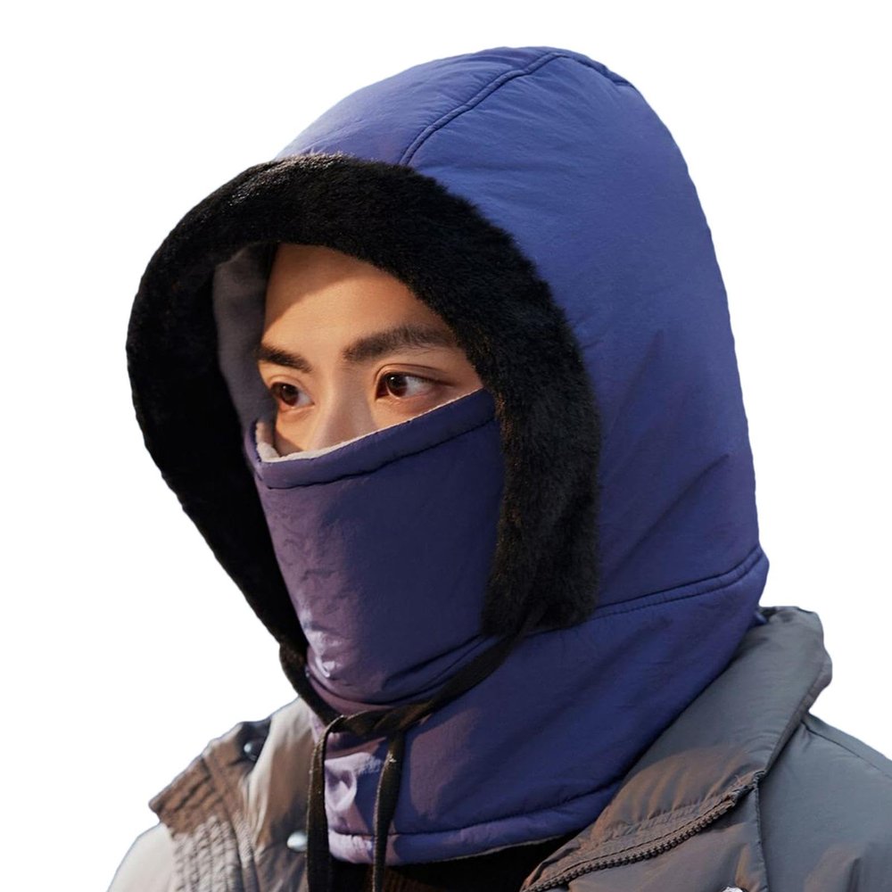 Cycle Full Face Neck Warmer, Warm Fleece Ski for Men and Women, Windproof Cold Weather Warm Running Hat for Cycling Navy Blue