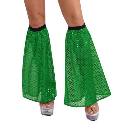 Hedmy Womens Sequin Leg Warmers Leg Boot Covers Tassel Leg Socks Rave Dress-up Party Costume Green One Size