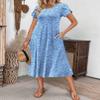 Zeagoo Flowy Dresses for Women Summer Dresses for Women 2026 Floral Sundress Boho Beach Dress Loose Flare Dress, Light Blue Floral,M view 2