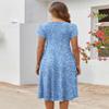 Zeagoo Flowy Dresses for Women Summer Dresses for Women 2026 Floral Sundress Boho Beach Dress Loose Flare Dress, Light Blue Floral,M view 4