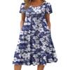Zeagoo Summer Flowy Dresses for Women Short Sleeve Midi Dresses Short Sleeve Long Dress Casual 2025 Floral Sundress, Deep Blue Flower,XL view 1