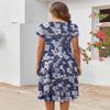 Zeagoo Summer Flowy Dresses for Women Short Sleeve Midi Dresses Short Sleeve Long Dress Casual 2025 Floral Sundress, Deep Blue Flower,XL view 4