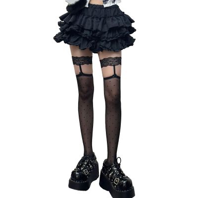 Dsgzkk Women's Lolitas Over Knee High Socks Anime Cosplay Costume Spots Thigh High Stockings Long Boot Stockings Hosiery