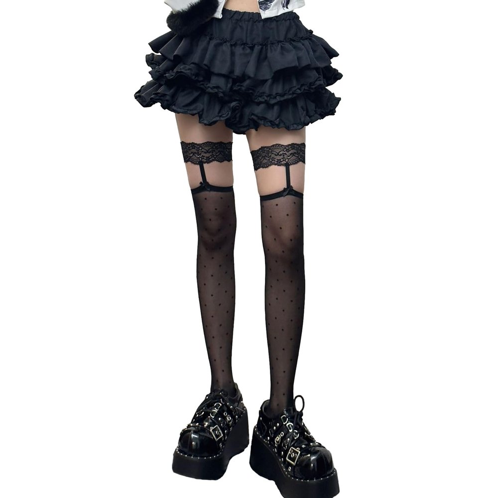 Dsgzkk Women's Lolitas Over Knee High Socks Anime Cosplay Costume Spots Thigh High Stockings Long Boot Stockings Hosiery