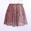 AFAVOM Women's Ballet Dance Skirt - Adult Dancewear Floral Sheer Mesh Ballerina Tie Waist Over Scarf Tutu - Gymnastics Chiffon Dress Wear for Skating - Dusty Pink M view 2
