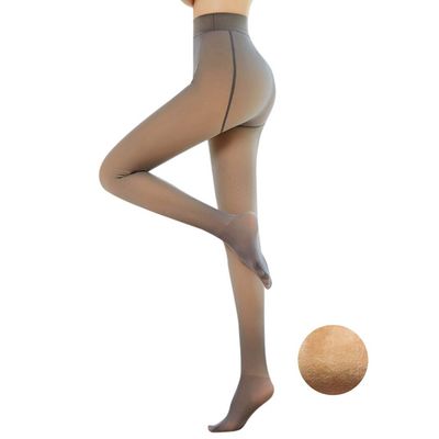 Dsgzkk Women Winter Warm Fake Translucent Pantyhose Thicken Faux Fleece Lined Seamless Stockings Slimming Legs Opaque Tights