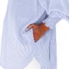 Women's Striped Button Down Shirts Puff Sleeve Oversized Blouses Boyfriends Loose Tunics Business Work Tops?Blue, M view 3
