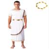 LiiYii Toga Costume for Mens Ancient Greek God Togas Halloween Party Roman Short Sleeves Robe with Wreath White Small view 1