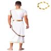 LiiYii Toga Costume for Mens Ancient Greek God Togas Halloween Party Roman Short Sleeves Robe with Wreath White Small view 2